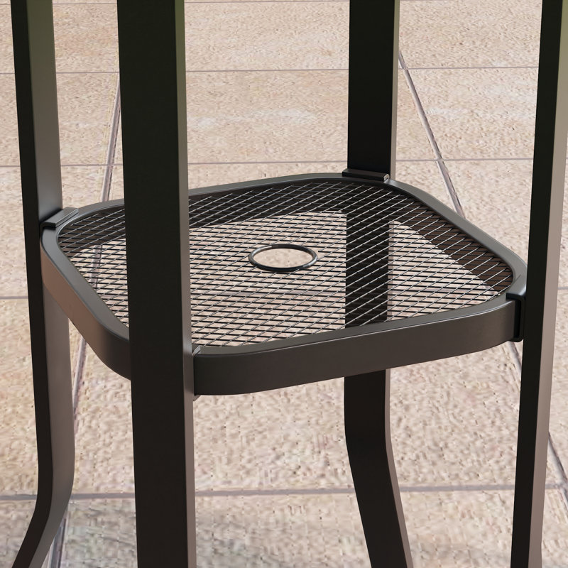 3 Pieces Patio Bar Set with Square Bar Table and 2 Textilene Swivel Bar Chairs
