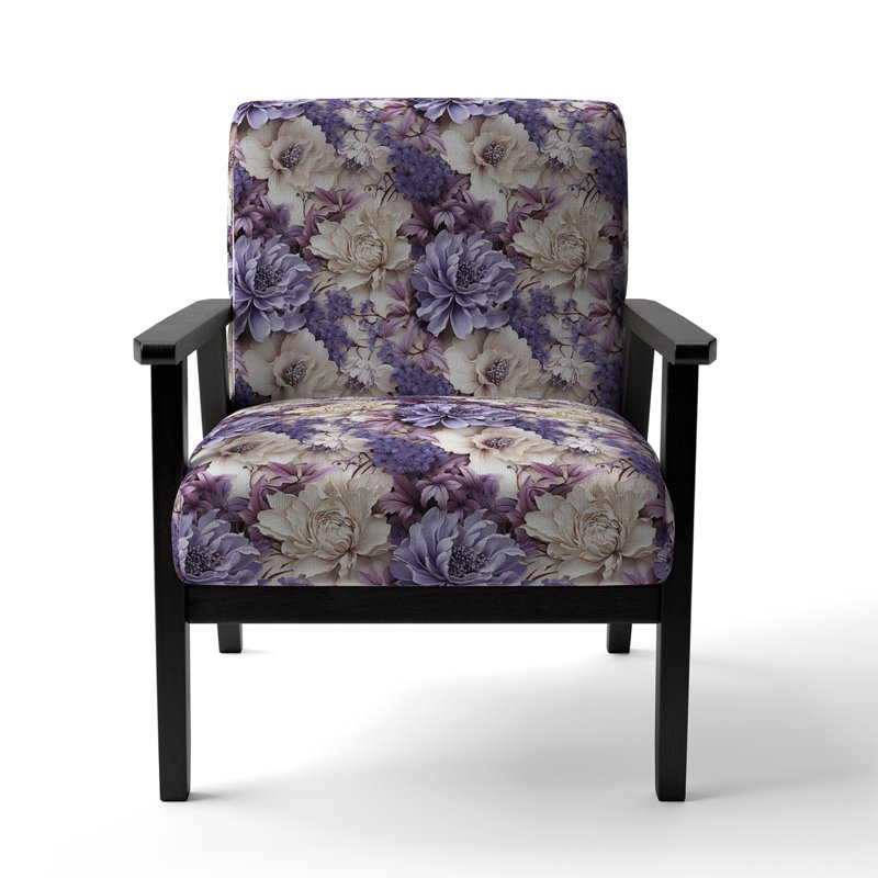 Cobalt Blue Scrollwork Swirls Victorian Pattern II - Upholstered Floral Accent Chair