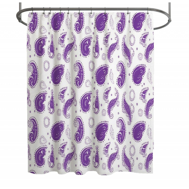 Rideau de douche à motif cachemire - Décoration de salle de bain abstraite, H 73 po x l 70 po