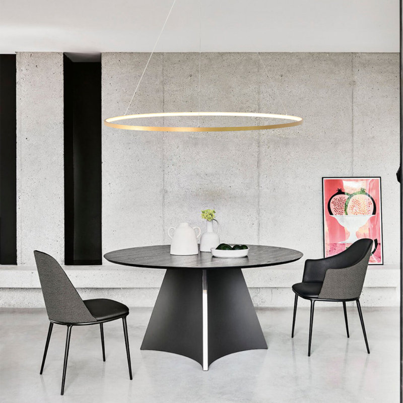 Eliades 39.4 Inch Large LED Simple Pendant Light Remote Dimming, Gold