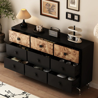 Buffet décoratif rétro en bois manufacturé noir