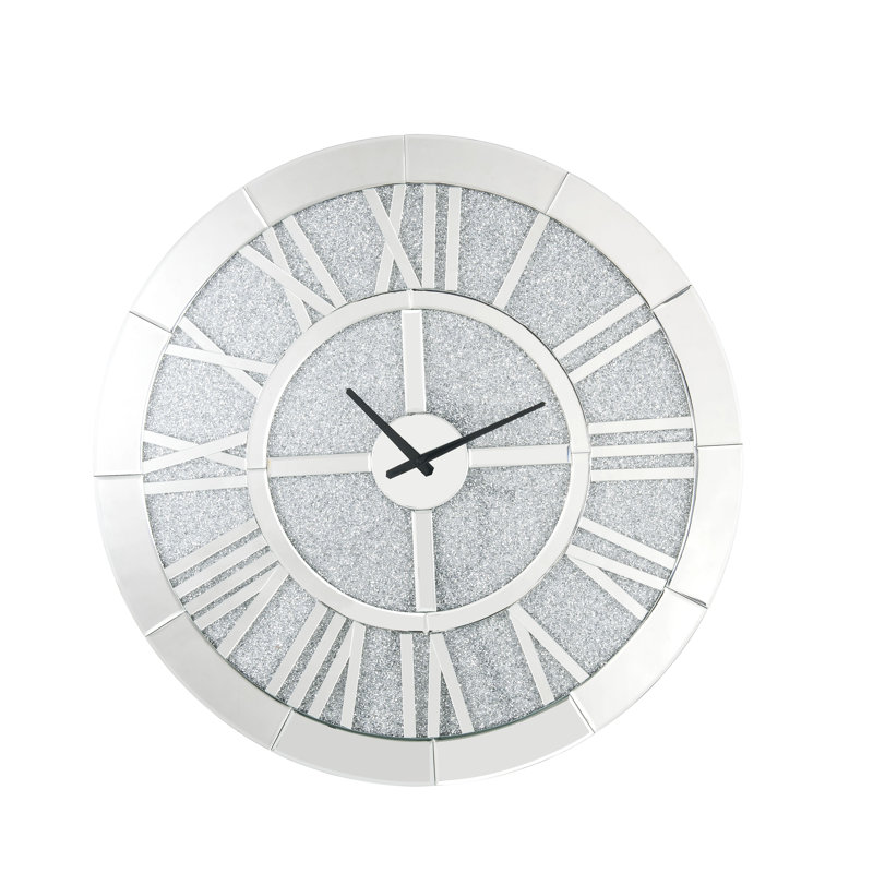 Horloge murale ronde 31 "Joe Glam en miroir et faux diamants
