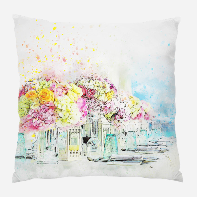 Coussin Flowers, Microsuède, Intérieur