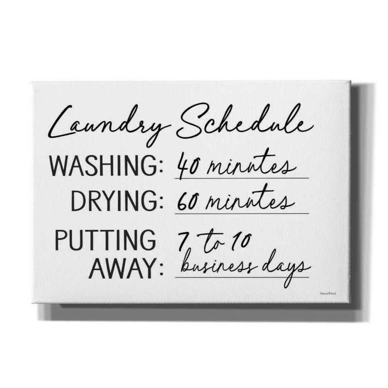 Harmina " Laundry Schedule " Print, 18" H x 26" W x 0.75" D