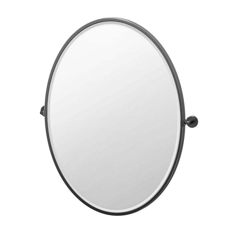Latitude Wall Mount Framed Oval Bathroom Vanity Mirror | Pivoting (Tilting) and Beveled Wall Mirror, 33" H x 28.13" W