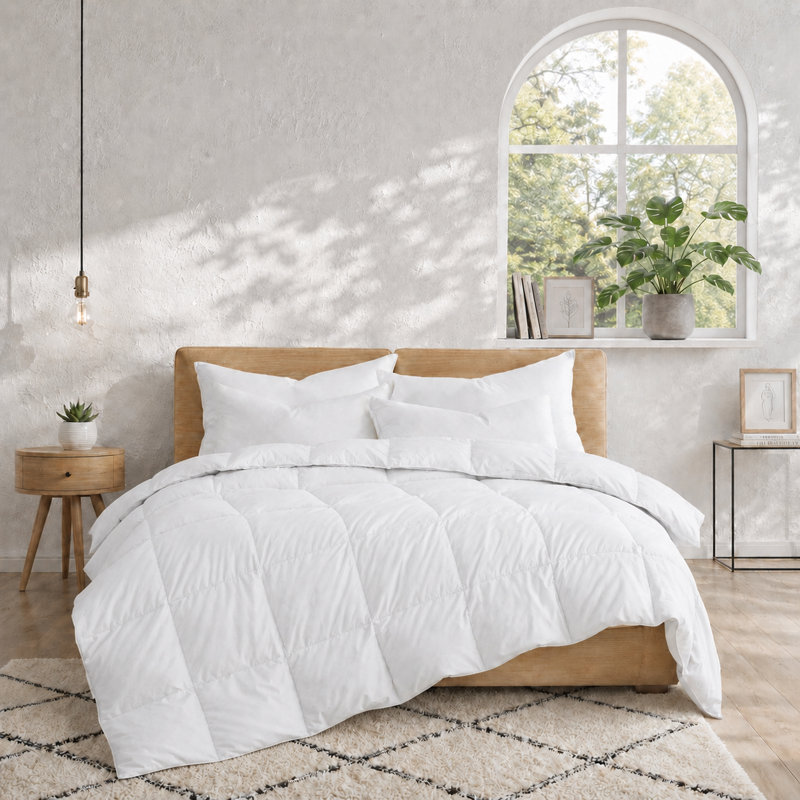 Lightweight Down Feather Fiber Comforter Summer Duvet Insert for Hot Sleepers, Twin