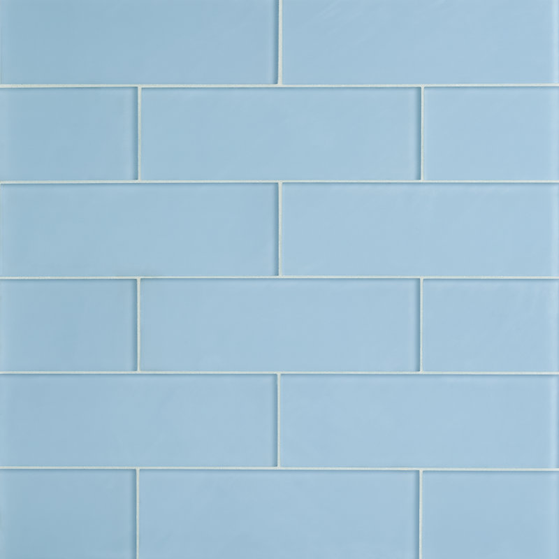Contempo 4" x 12" Glass Brick Look Subway Tile, Blue