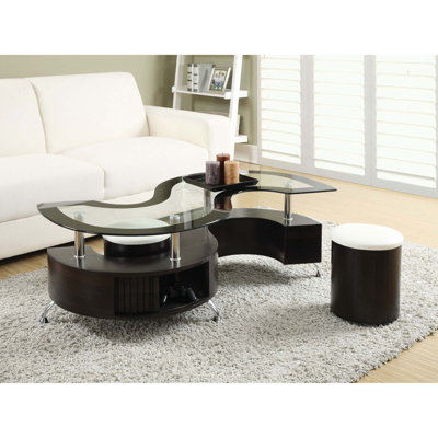 Ensemble de tables basses S-Curve avec rangement dissimulé et tabourets