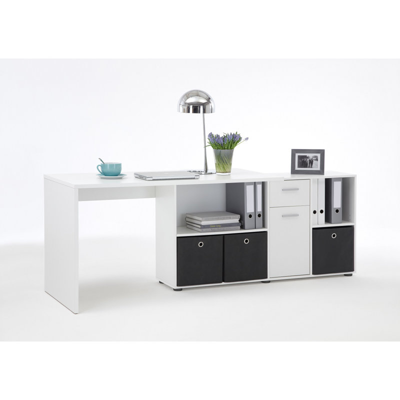 Clumm L-Shaped Writing Desk, White