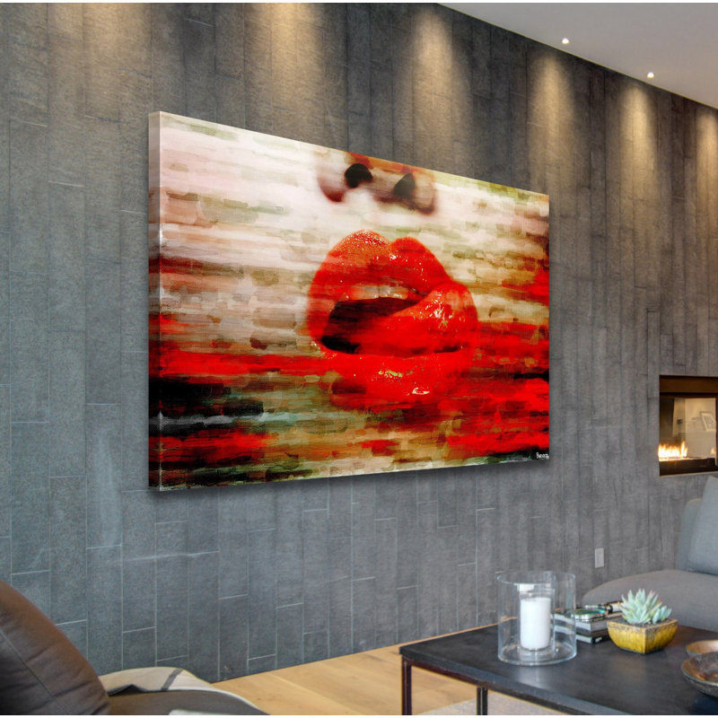 « lique my lèvres » par parvez taj,-impression sur toile tendue, H 40 po x l 60 po x P 1,5 po