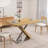 Extendable Dining Table with Cross Metal Base (47.25" to 63", Natural Wood, Seats 4-6)