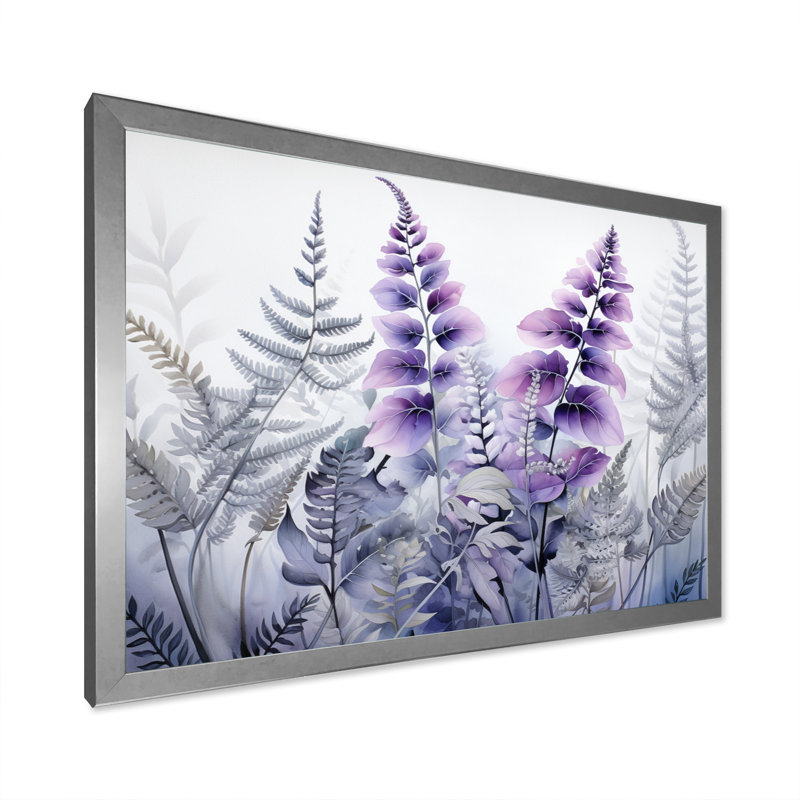 Ferns Violet Dream II - imprimé, H 30 po x l 40 po x P 1,5 po, Cadre simple argenté
