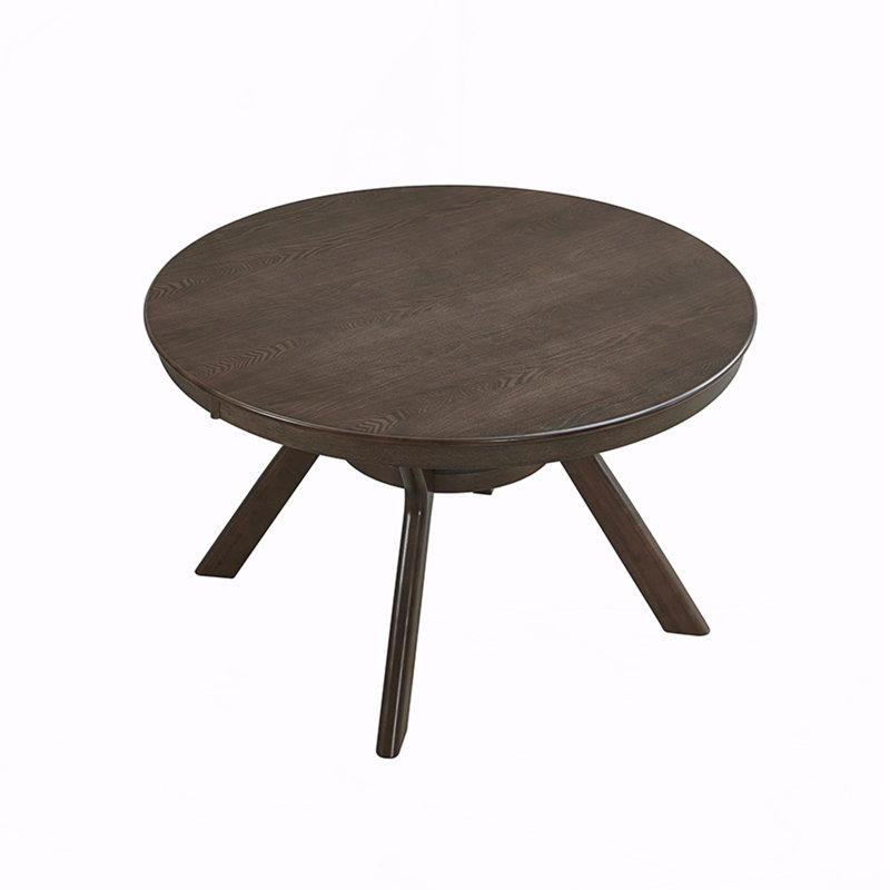 Round Rubber Wood Dining Table, Dark Brown