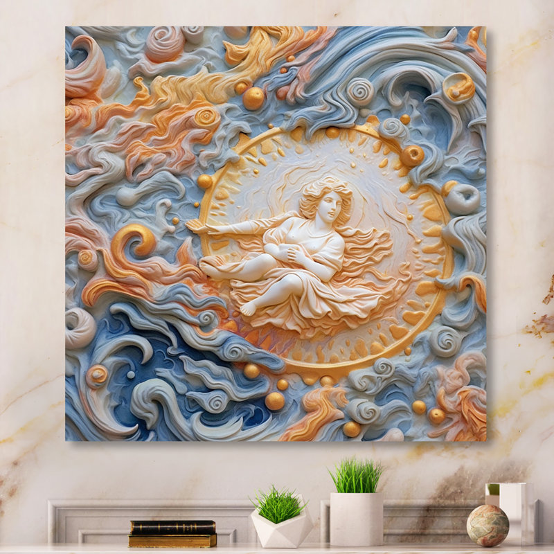 Crème astrologie nébuleuse marbre VI - formes abstraites, impression sur toile, H 30 po x l 30 po x P 1 po, Toile tendue