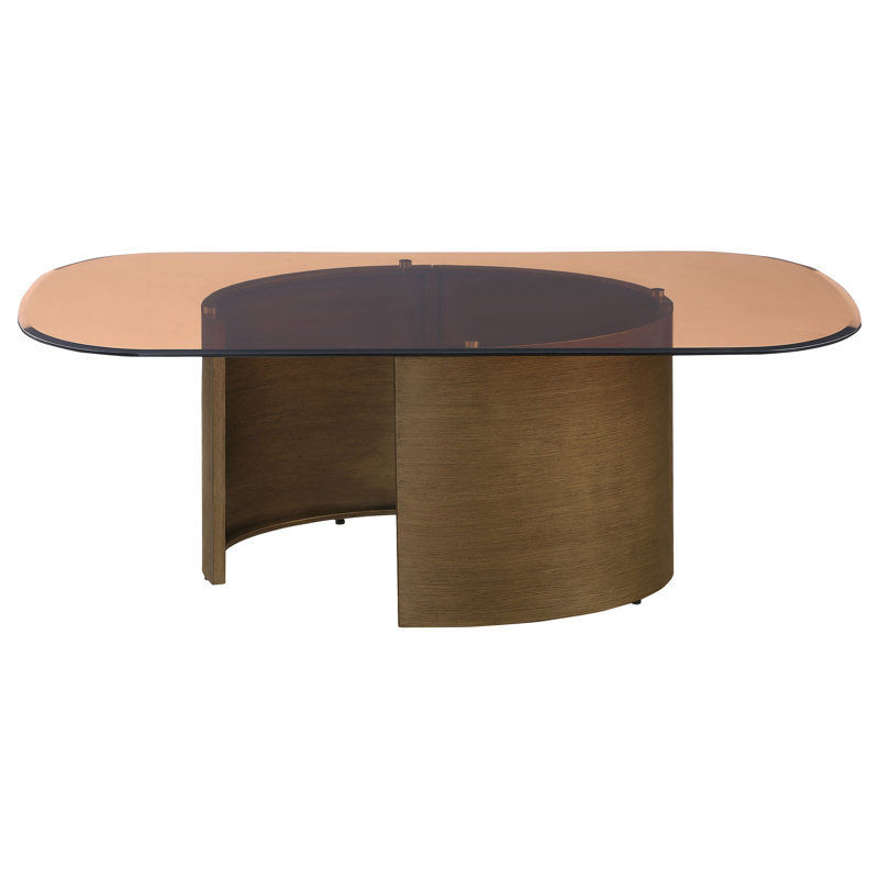 Rectangular Tawny Glass Coffee Table Brushed Bronze