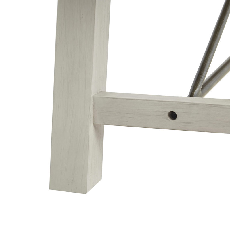 Banc de salle à manger en bois massif, métal inclus, blanc délavé, 3 places assises, bois d'une capacité maximale de 400 lb avec support de traverse, aspect blanchi,