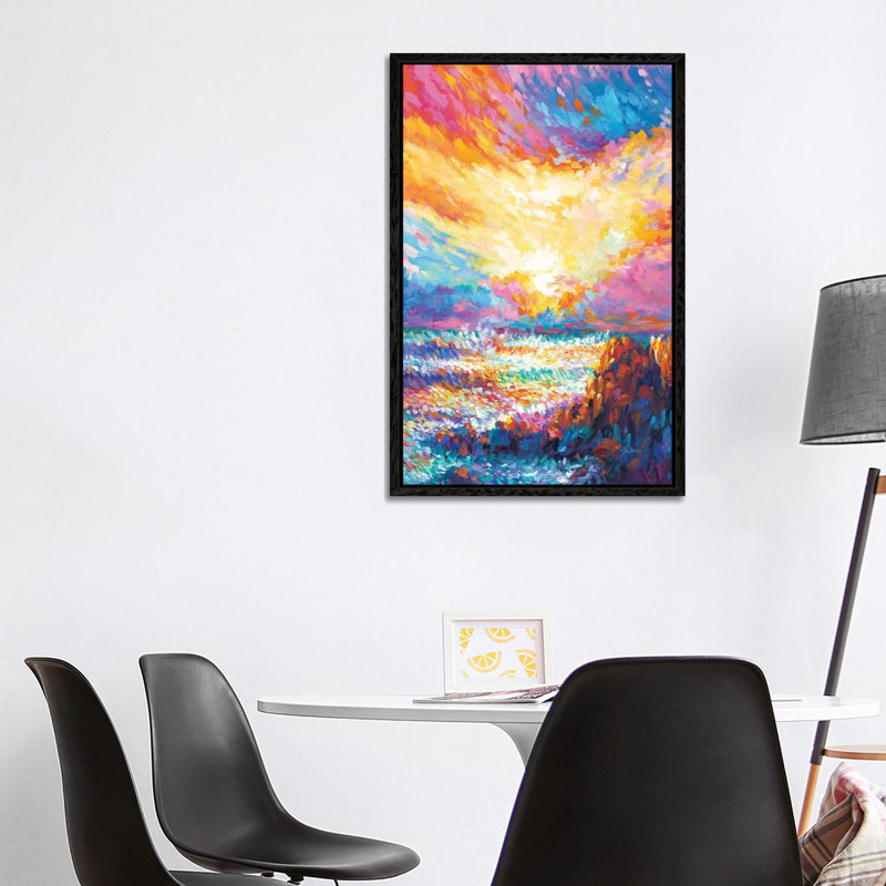 Poetry At Sunset by Leon Devenice - Painting on Canvas, Black Framed, 101.6cm H x 66.04cm W x 3.81cm D