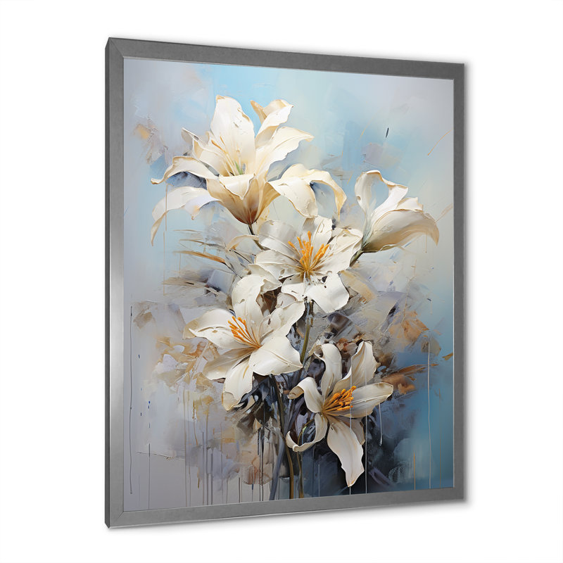 «Lilies Blossoms In Bloom» sur toile, H 44 po x l 34 po x P 1,5 po, Cadre simple argenté
