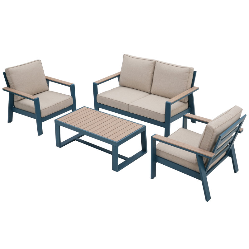 Canapé d'extérieur en aluminium Latitude Run®, ensembles de canapé de patio, canapé modulaire de patio, ensembles de conversation pour meubles
