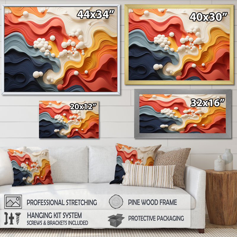 «Colorful Ripple Harmony Elegance I», reproduction d'art murale abstraite, H 34 po x l 44 po x P 1,5 po