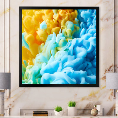 Encre orange et bleue liquide, art mural moderne et contemporain