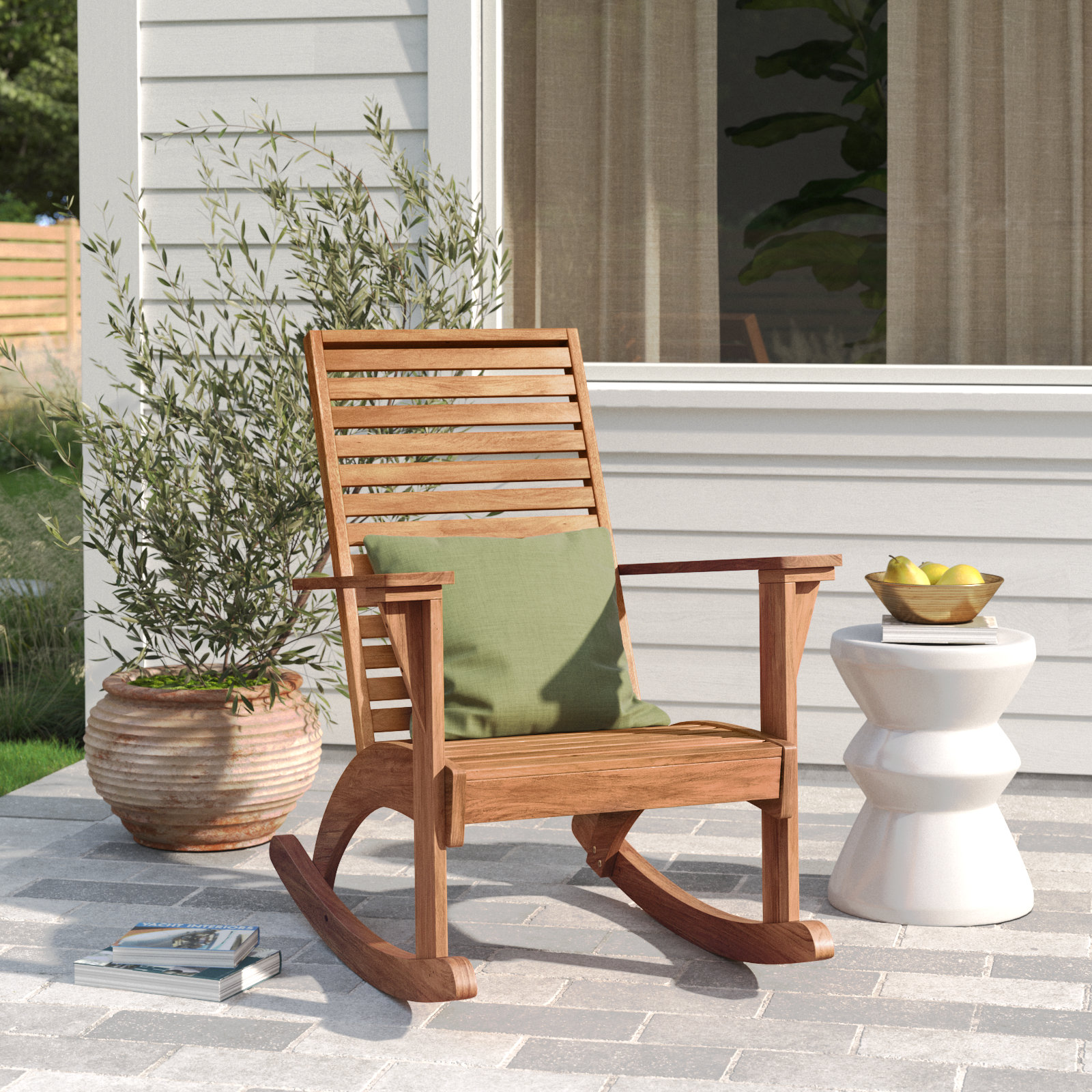 Birch Lane Bridgecliff Outdoor Solid Acacia Wood Rocking Chair ...