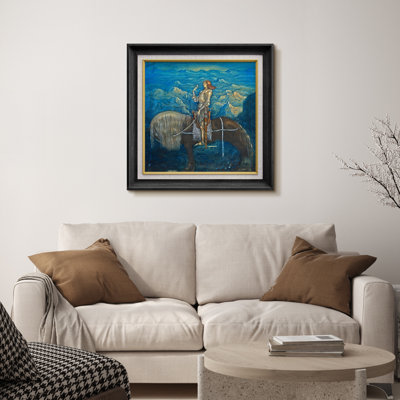 Medieval Knight and Dreamlike Horse Artwork, Fantasy Adventure Story Pictures, Framed Canvas Giclee Print Wall Art