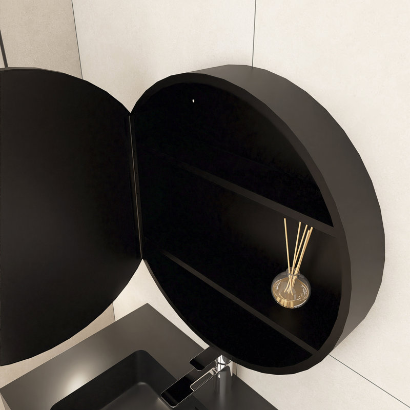 Pharmacie avec cadre en fer à fixation en surface avec porte en miroir et tablette amovible, H 24 po x l 24 po x P 4,9 po