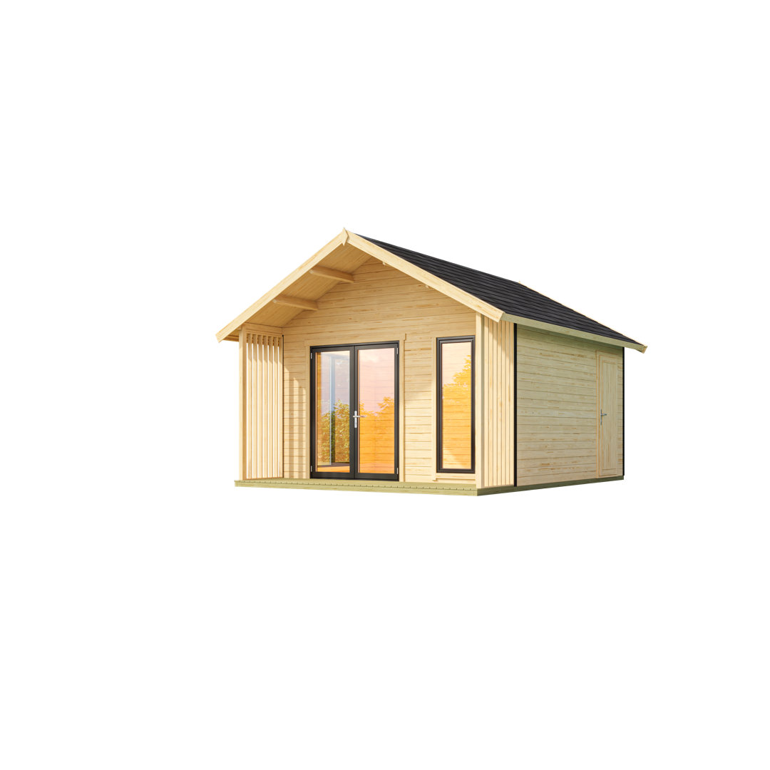 Lasita Murano 1 - 13.5 x 13 Ft. Premium Log Cabin With Aluminium Double Glazed Doors And Windows (44mm)