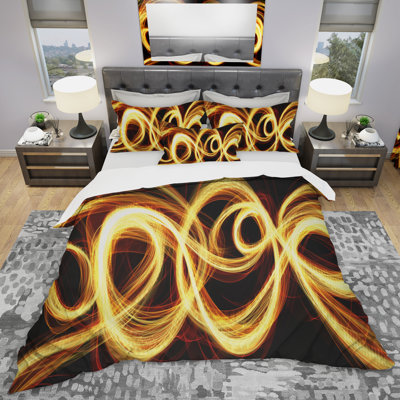 Gold Shock Abstract - Abstract Duvet Cover Set - Microfiber Polyester
