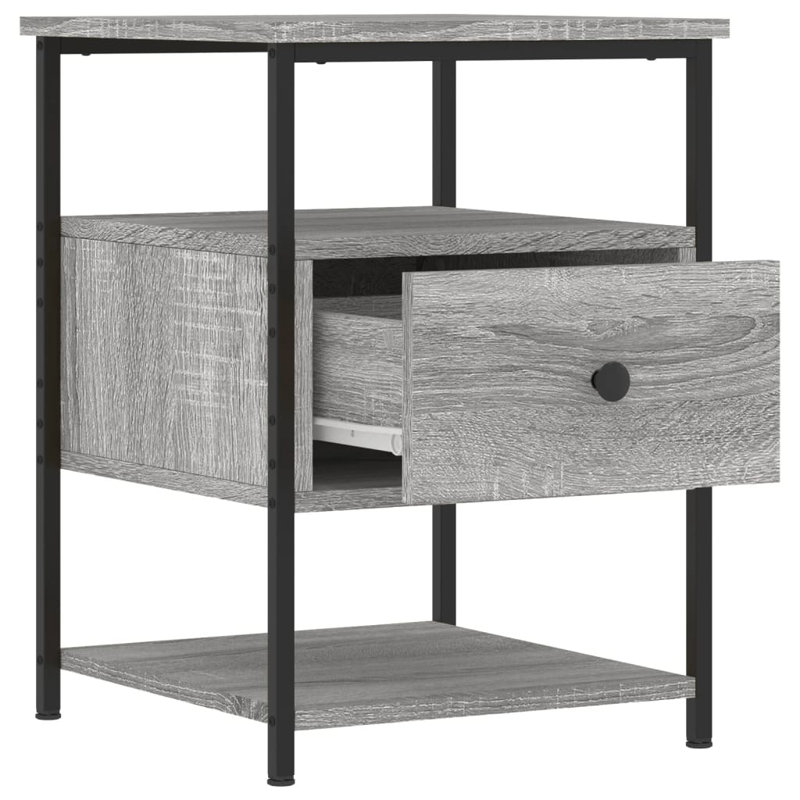 Agshin 40cm W Iron Bedside Table, Grey Sonoma, Set of 2