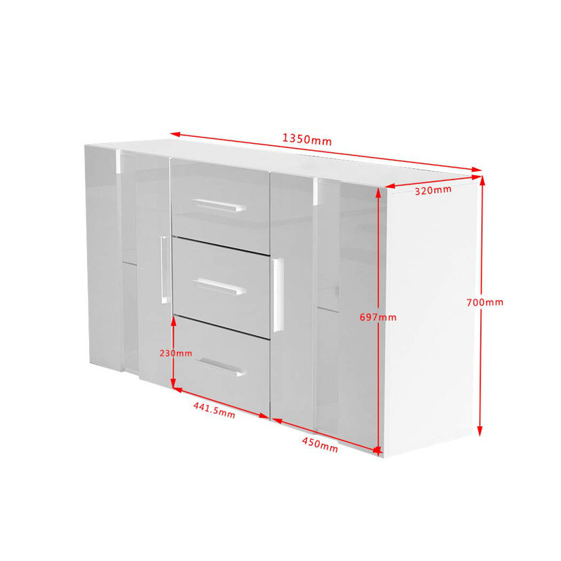 Bolyea 135cm Sideboard, White