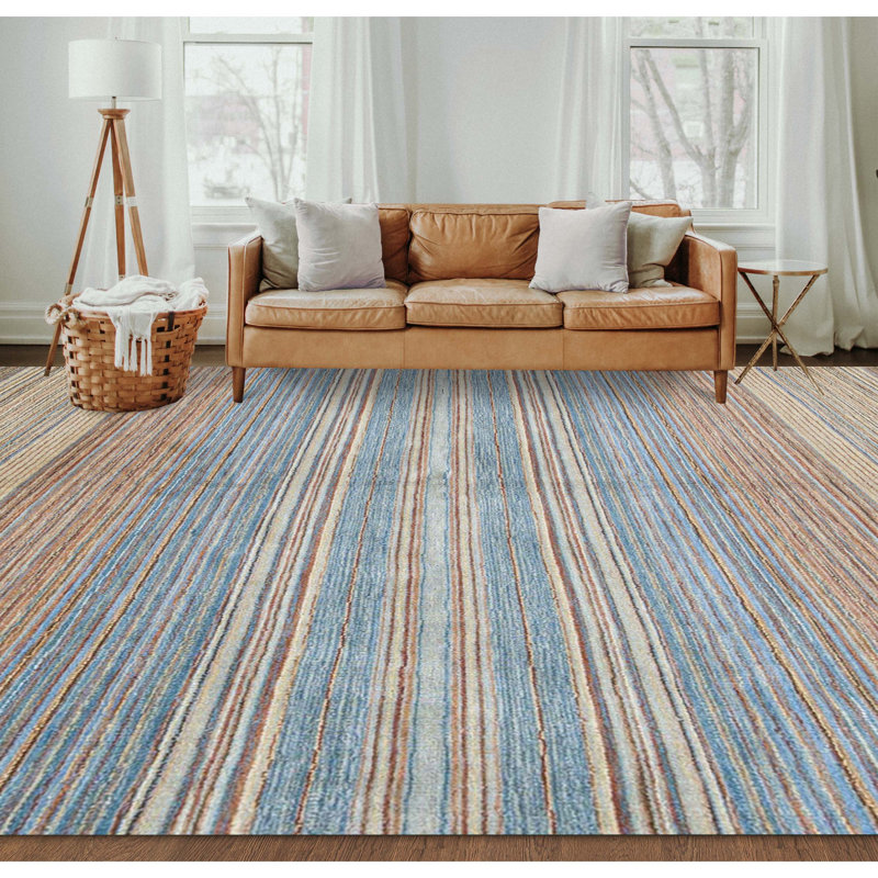 Hand-Knotted High-Quality Blue Area Rug