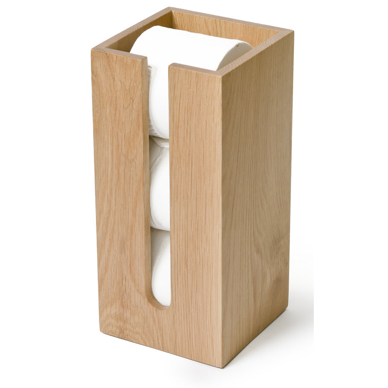 Ashford Free Standing Toilet Paper Holder, Natural Oak