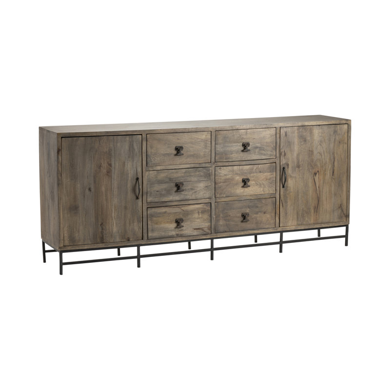 Buffet en bois d'acacia à 6 tiroirs de 80 po de largeur