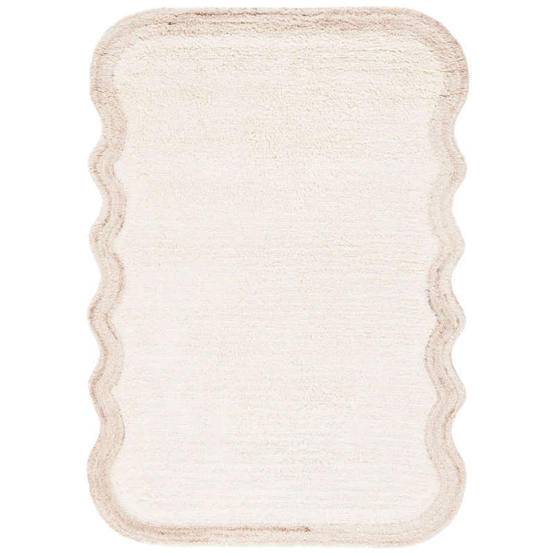 Ivory Tufted Handmade Wool and Cotton Area Rug