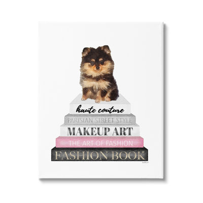 «Poméranien à la mode», Yorkie, petit animal de compagnie, empilage gris, surdimensionné, rustique, giclée, art texturé par Amanda Greenwood