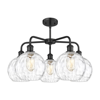 Lustre suspendu 5 lumières en verre 24 po Athens