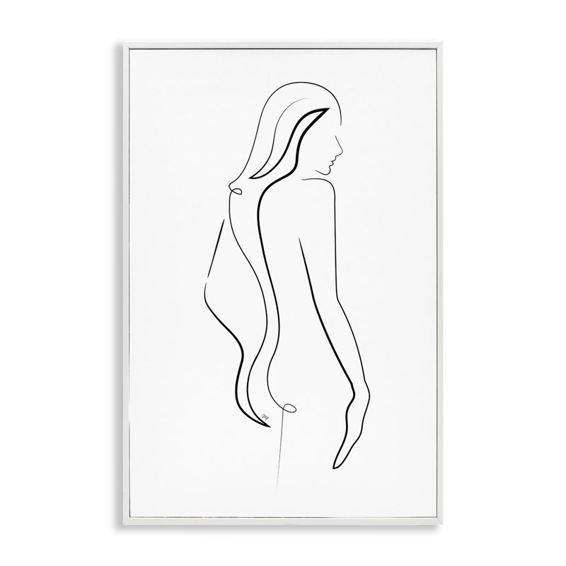 Giclée encadrée, dessin par Martina Pavlova, H 18 po x l 12 po, Estampe numérique encadrée blanc bord de mer