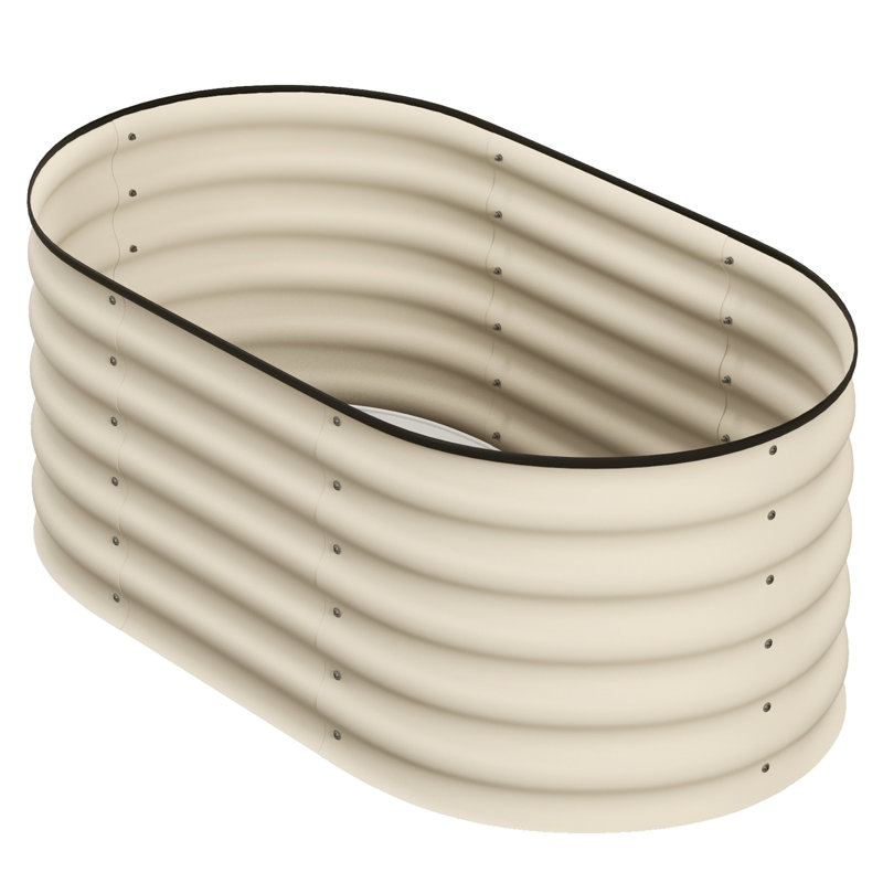 Outdoor Metal Elevated Planter Box, 16.5" H x 41.3" W x 23.5" D, White