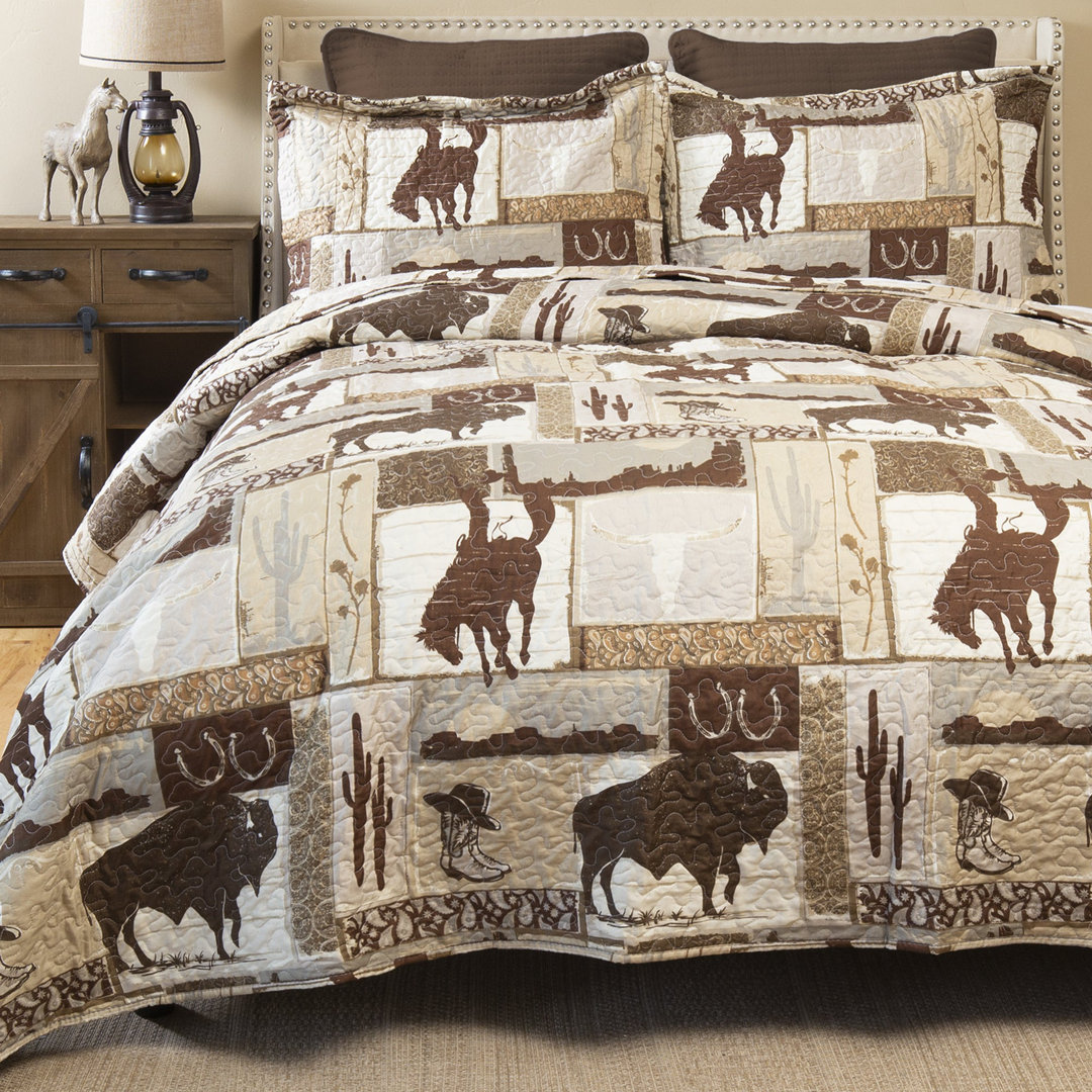 Wrangler Vintage Cowboy Western 2-Piece Quilt Set, Twin Carstens Inc. 