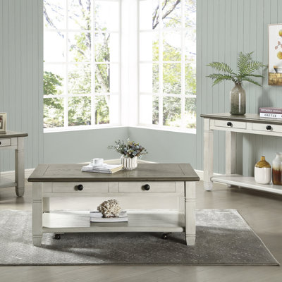Table basse avec roulettes et 2 tiroirs