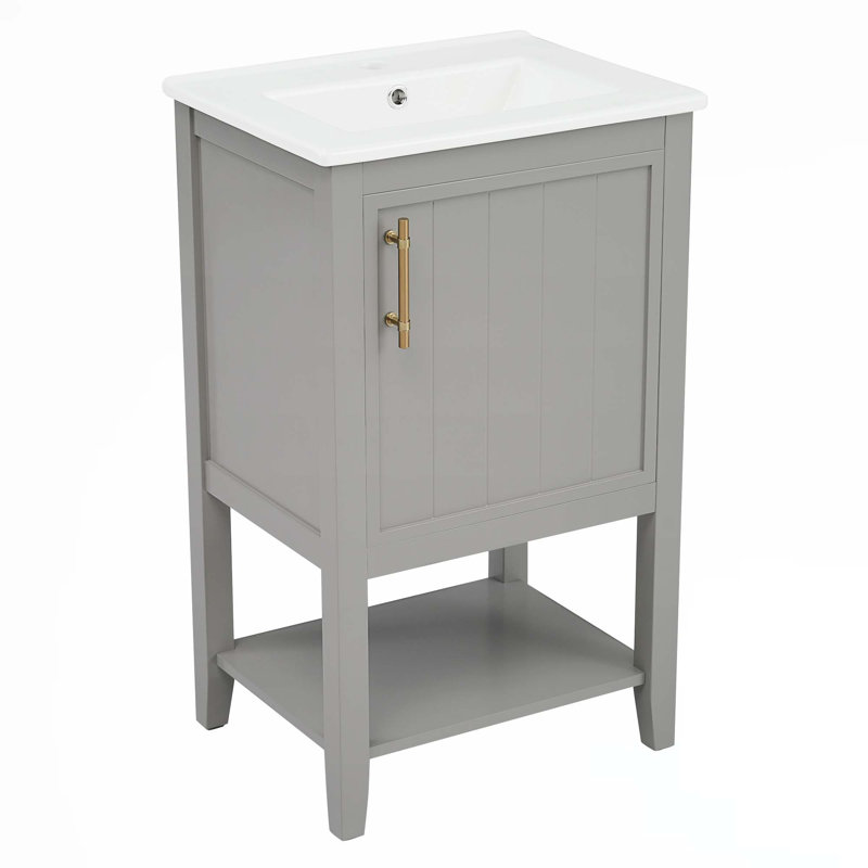 Meuble-lavabo de 20 po avec lavabo, Gris