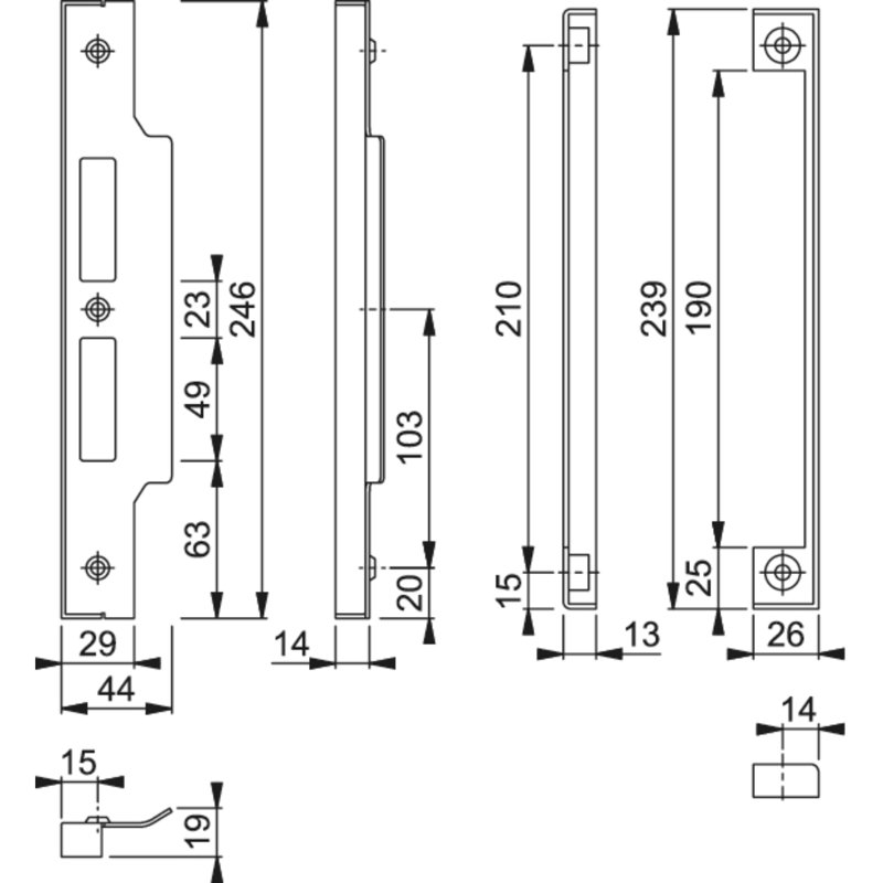 Amarn Locks 72Mm Sashlock Rebate Set, Gold