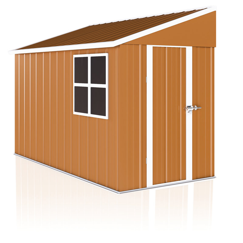 8x4 Ft Heavy - Duty Metal Storage Shed With Double Doors, Ventilation, And Sloped Roof. Suitable For Organizing Backyard Tools Lawn Equipment Windows, Ventilation Outdoor Space Arrangement. Grade