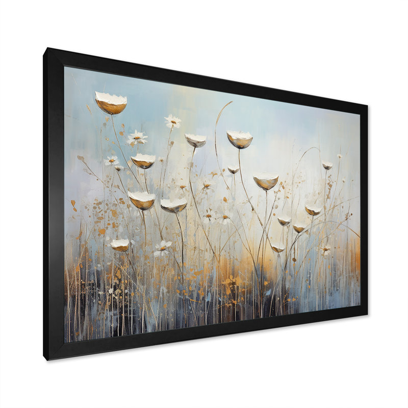 Beige Wildflowers Breeze IV sur toile, H 30 po x l 40 po x P 1,5 po, Cadre simple noir
