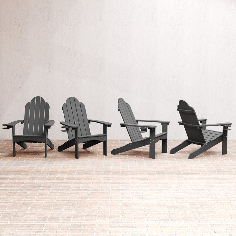 Bickford 30'' W Plastic Adirondack Chair (Set of 4), Gray