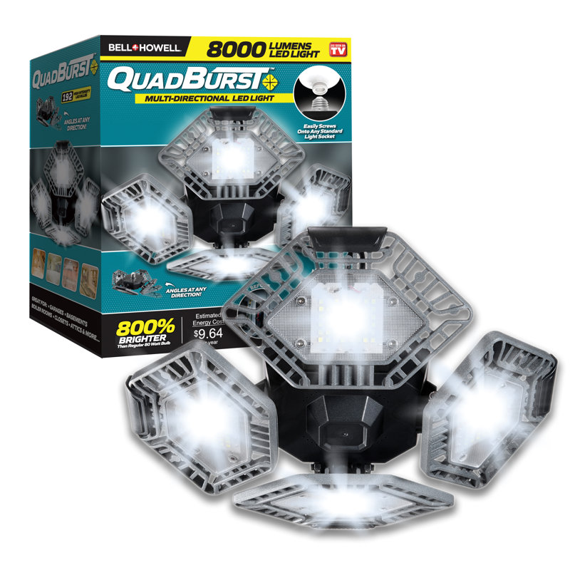 Bell+Howell Quadburst 8000 Lumens Multi Directional Ceiling Light with 4 Adjustable Panels