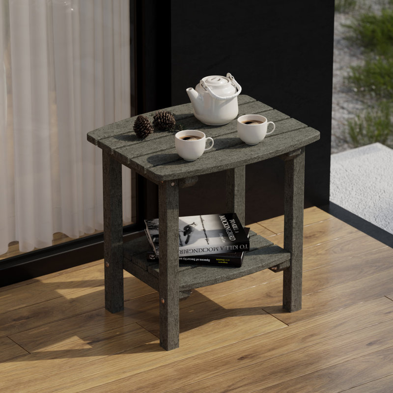 Rectangular Outdoor Side Table , 16 " W 20 " D, Dark Gray