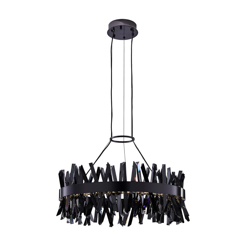 Luminaire suspendu en nickel noir à DEL Glacier 32 po (94 watts), H 13,5 po x l 32 po x P 32 po, 8460 lumens, 94 W